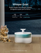71fl Oz/2.1L Pet Water Fountain Ultra Quiet Plastic Cat Water Fountain for Cat BPA-Free Plastic Cat Fountain Dog Water Dispenser