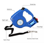 4.5M LED Pet Dog Leash Flashlight Extendable Retractable Pet Leashes Lead with Poop Bag for 45kg Large Dog Supplies