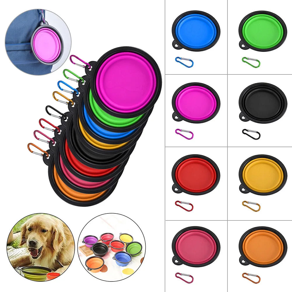 Large 1000ml Collapsible Silicone Pet Bowl Portable Outdoor Travel Dog Cat Food Container Feeder Dish Durable Plastic Puppy Bowl