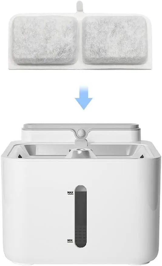 4PCS Automatic Cat Water Fountain Replacement Filters with Activated Carbon & Non-Woven Fabric Strainer Systems Easy to Clean
