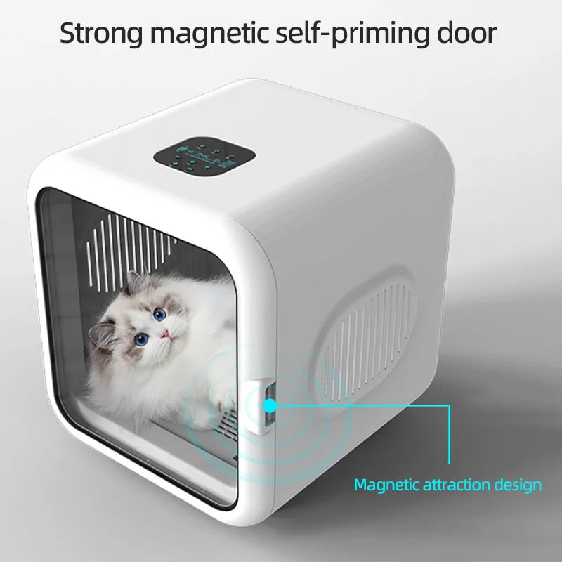 68L Smart Pet Dryer Box with 3 Air Vents 4 Speed Settings 1000W Low Noise Automatic Cat Drying Machine for Home Pet Grooming