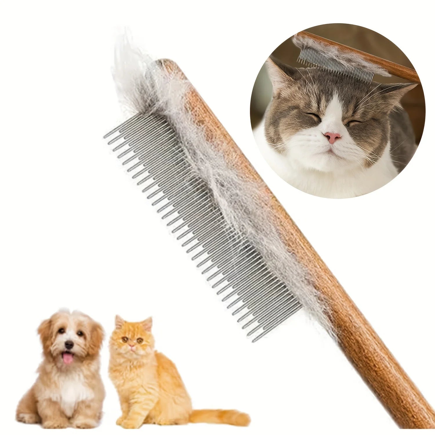 Professional Pet Grooming Brush Gentle Slicker Softwood Hair Remover Durable Wooden Handle Safe Portable Fluffy Coat Care Tool
