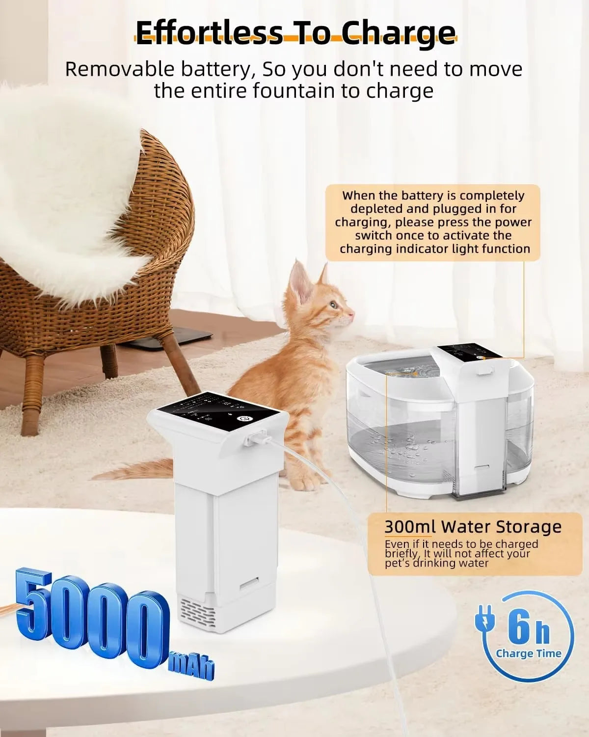OEM 4.5L 5000mah Rechargeable Wireless Eco-Friendly Plastic & Stainless Steel Cat Water Fountain Sensor Automatic Pet Dispenser