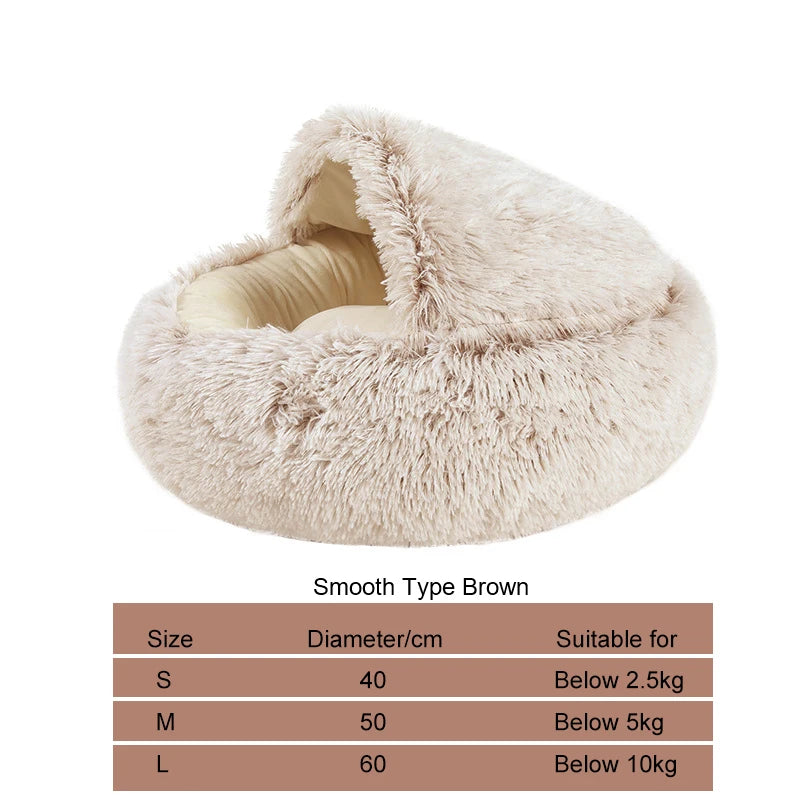 Winter Long Plush Solid Cat Bed & Pet Cage Warm Cushion Basket Dog Bed Sleep Bag Nest for Small Cats
