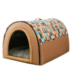 Plush Large Oversized Dog Kennel Modern Four Seasons Pet House with Removable Winter Cover for Golden Dogs in Summer Winter