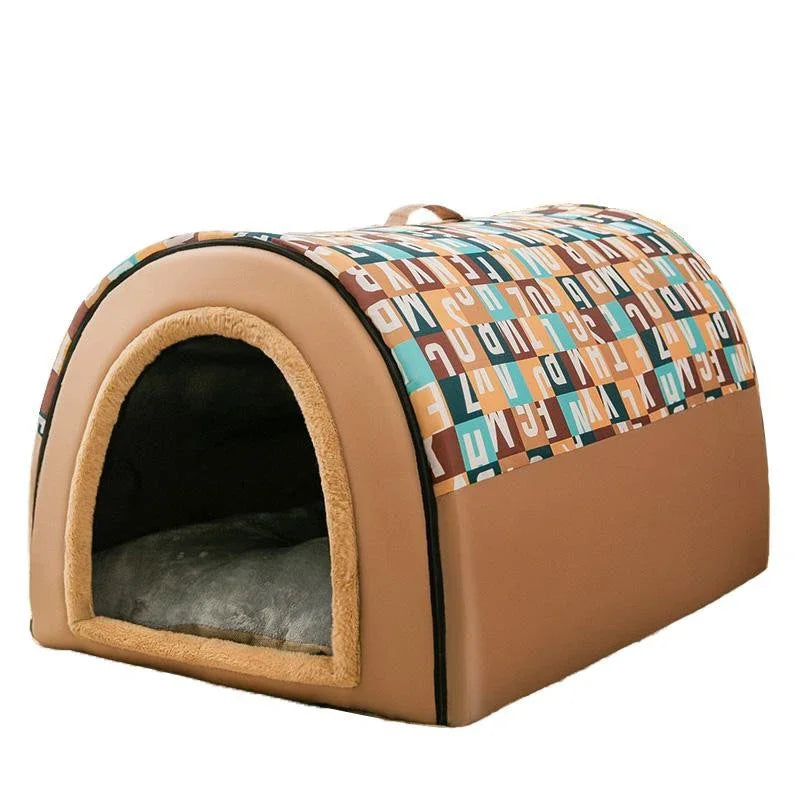 Plush Large Oversized Dog Kennel Modern Four Seasons Pet House with Removable Winter Cover for Golden Dogs in Summer Winter