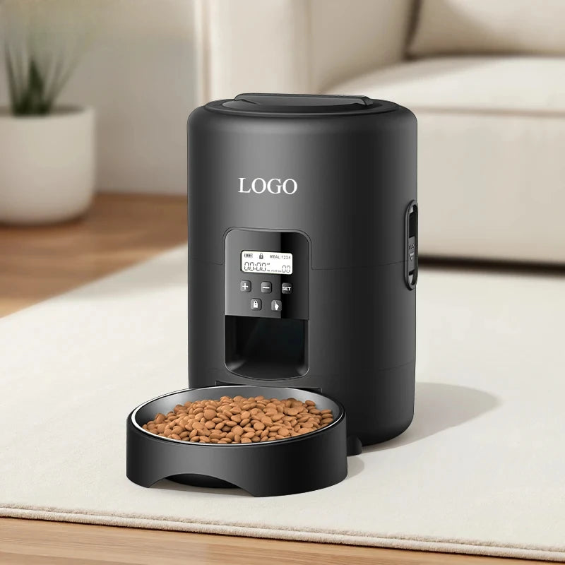 2L Durable Plastic Automatic Dog Feeder with LCD Display Portable Easy to Clean Button Control Smart Cat Feeder