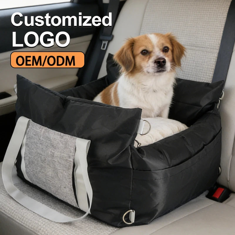 Waterproof Dog Car Seat Portable Elevated Pet Booster Seat with Ideal for Small Large Dogs Non-Slip Travel Dog Bed for Vehicle