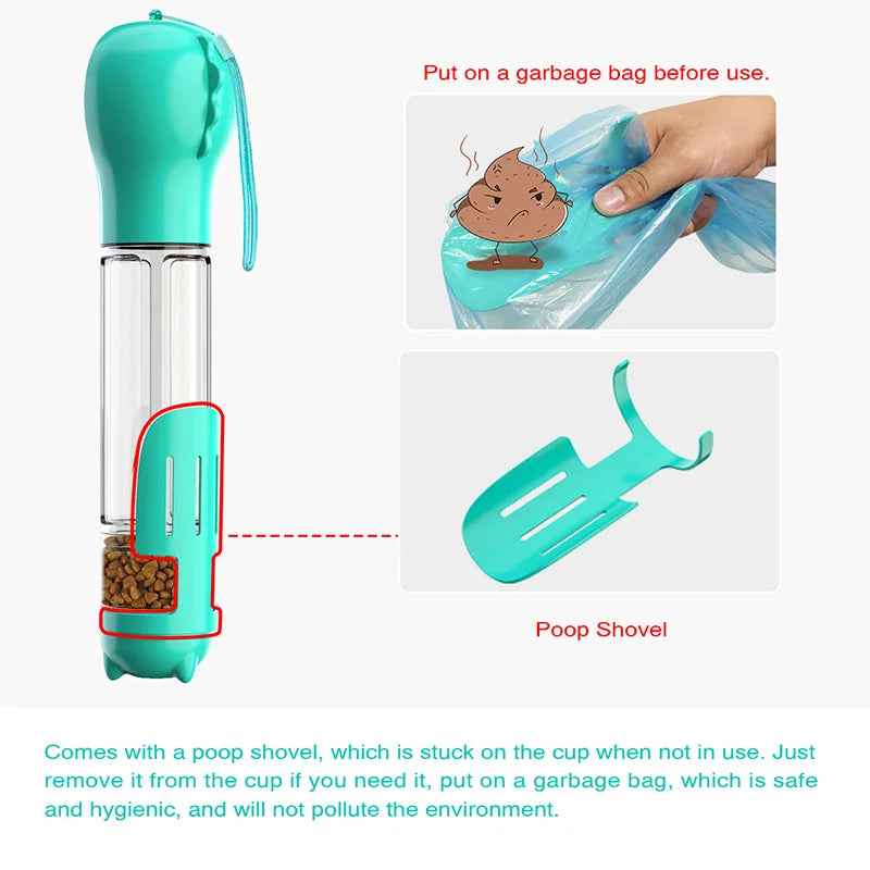 Portable Eco-Friendly Plastic Dog Travel Water Bottle with Food Container and Storage Cups-Wholesale Dropshipping
