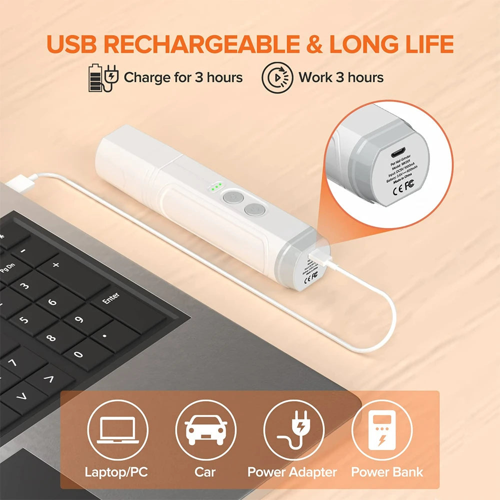 Electric Dog Nail Clippers for Dog Nail Grinder USB Charging Pet Trimmer Quiet Cat Dogs Paws Nail Grooming Tools Cat Claw Cutter
