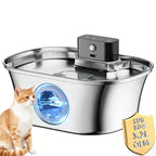 OEM ODM 3.2L Wireless Automatic Durable Cat Water Fountain Stainless Steel 4000mAh Chargeable Battery LCD Water Multi-Filtration