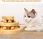Modern Fashion Interactive Cat Toy Double Layer Wooden Track Balls Turntable Funny Roller for Kitty Cat Supplies