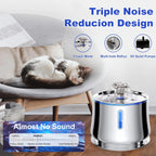 Water Level Window Cat Water Fountain Stainless Steel 2.5L Automatic Pet Water Fountain Auto Power off Cat Fountain for Drinking