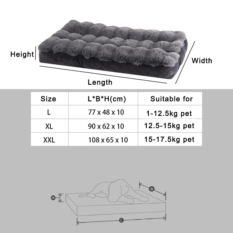 Luxury Extra Large Orthopedic Dog Bed with Anti-Slip Removable Washable Cover Soft Plush Faux Fur Fluffy Mat Cats Winter Season