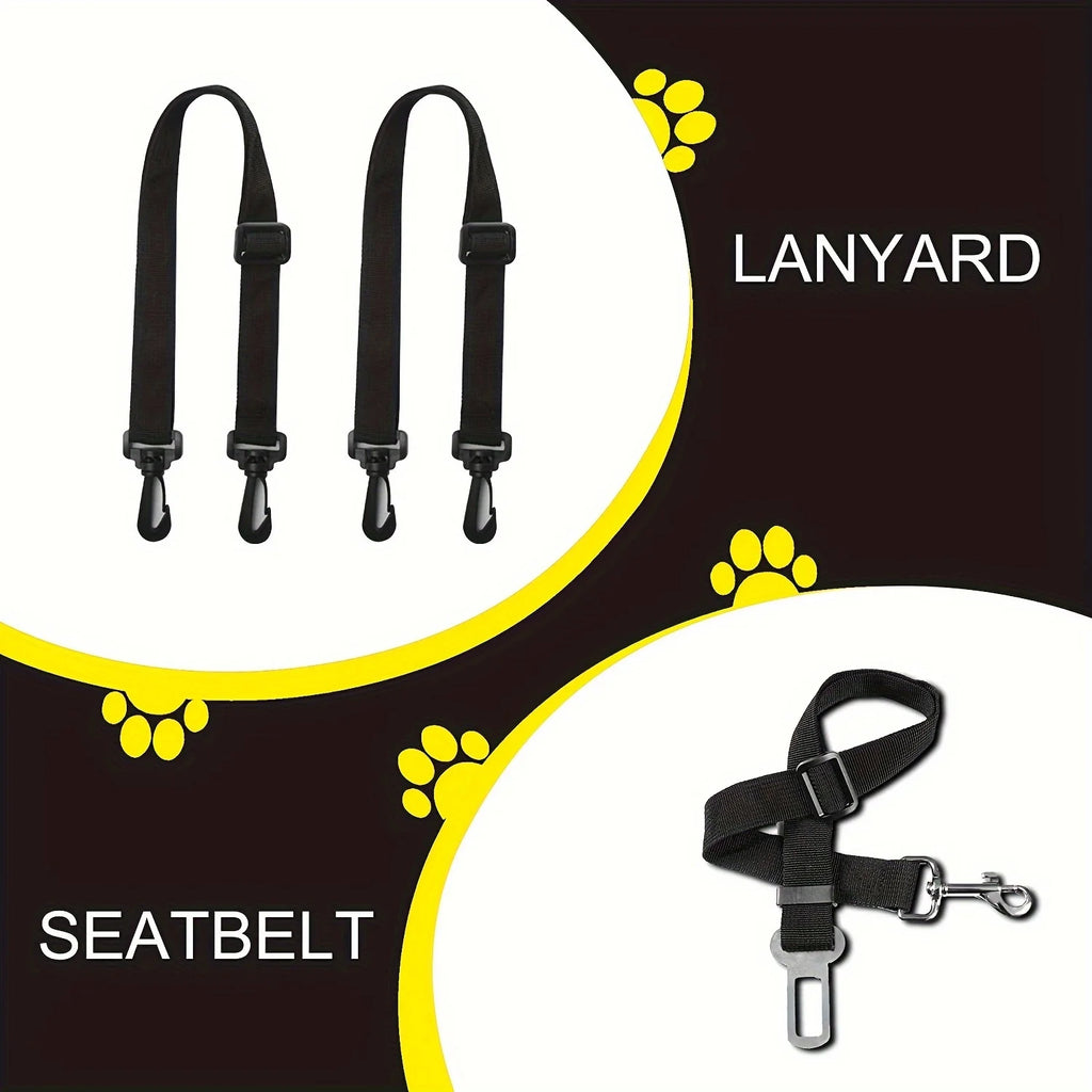 Custom Durable Fabric Dog Car Seat Cover with Extended Support Board Quilted Gray Design Straps & Metal Rings for Secure