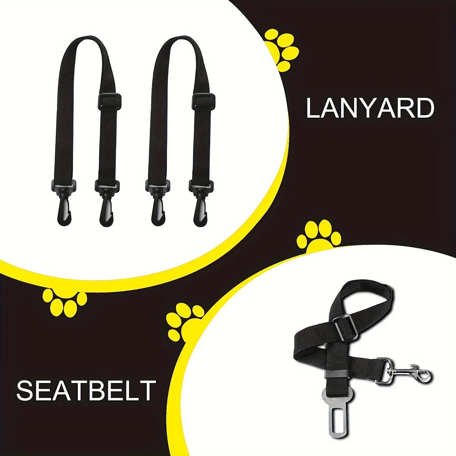 Custom Durable Fabric Dog Car Seat Cover with Extended Support Board Quilted Gray Design Straps & Metal Rings for Secure