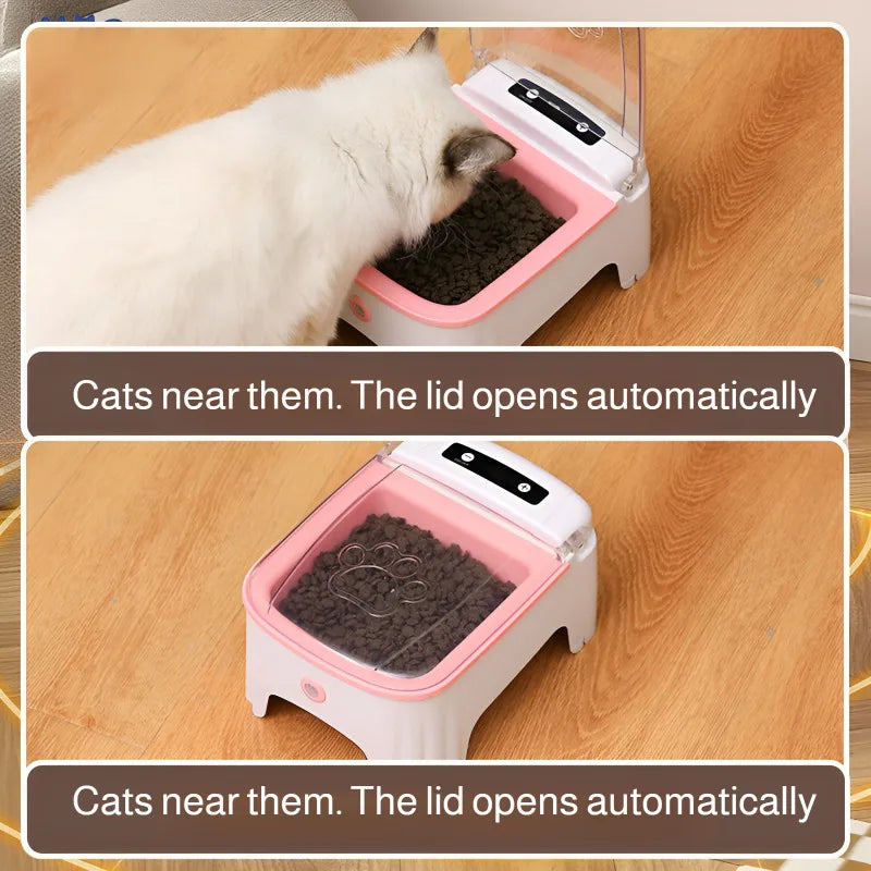 Smart Control Pet Induction Feeder Automatic Induction Cover Opening Moisture-Proof Neck Protection Pet Food Bowls