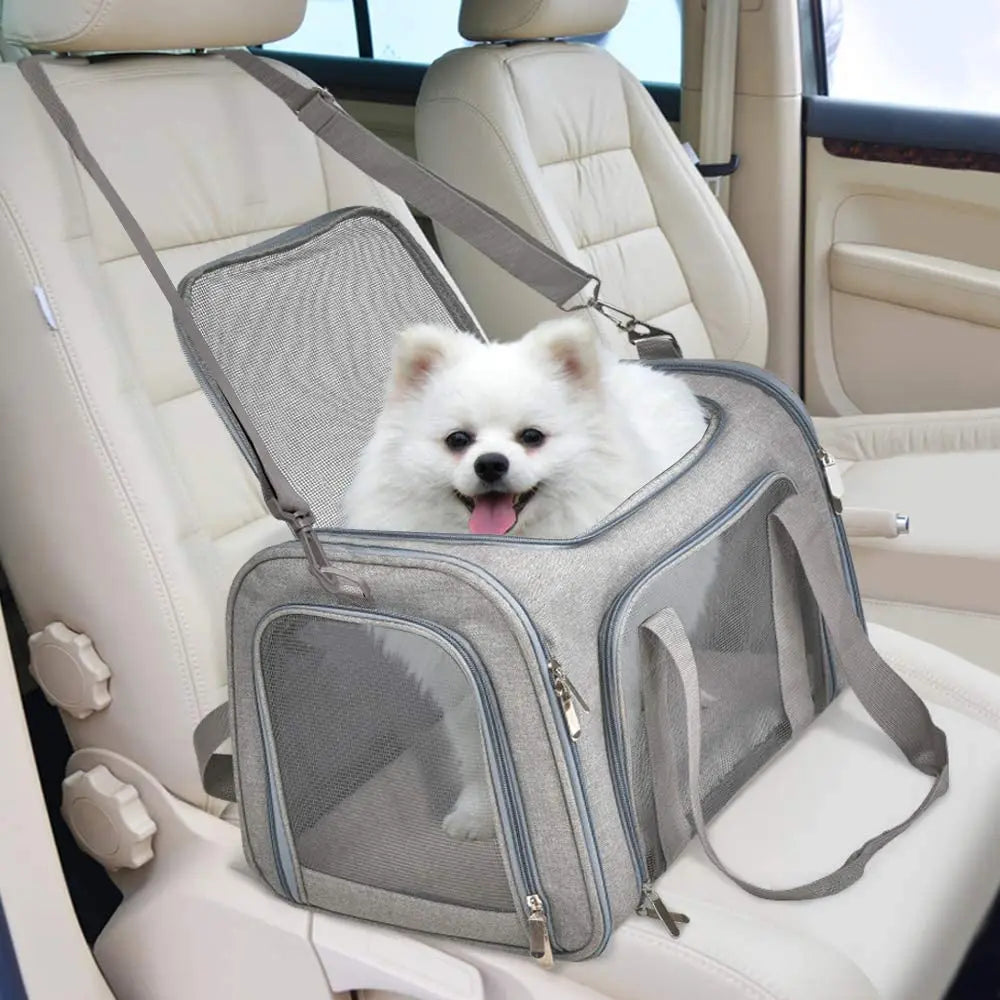 Eco-Friendly Oxford Solid Pattern Zipper Closure Airline Approved Small Dog Carrier Soft Sided Collapsible Puppy Dog Travel Bag