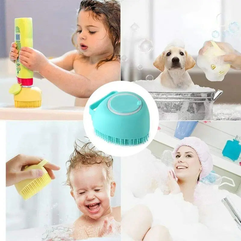Pet Massage Bath Brush Shampoo Dispenser for Dog Cat Grooming Scrubber Pet Brush Supplies