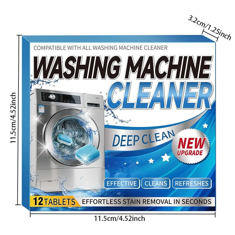 Washing Machine Tub Cleaner Descaler of 12/24pcs Pack-Deep Cleaning Tablets Odor Removing Tablets for Washer Laundry Supplies