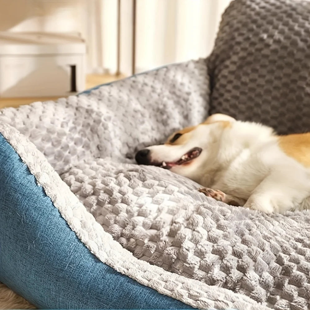 Luxury Extra-Large Dog Bed Plush Pet Sofa with High Backrest Solid Pattern All-Season Comfort Easy-Clean Cover for Large Dogs