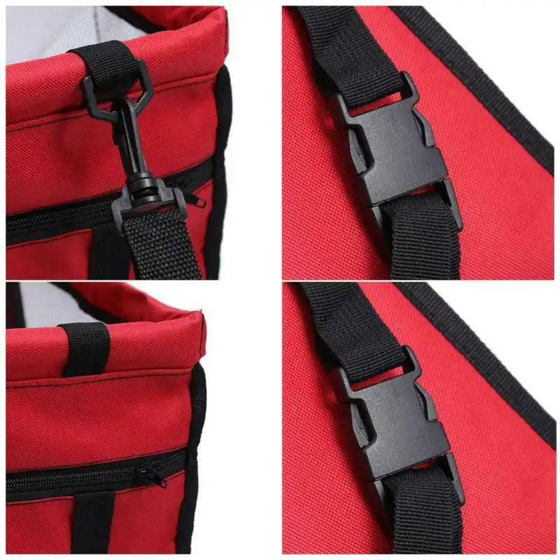 Folding Dog Car Seat Travel Booster Seat Safety Belt Washable Breathable Double-Sided Cushion Storage Pocket Summer Pet