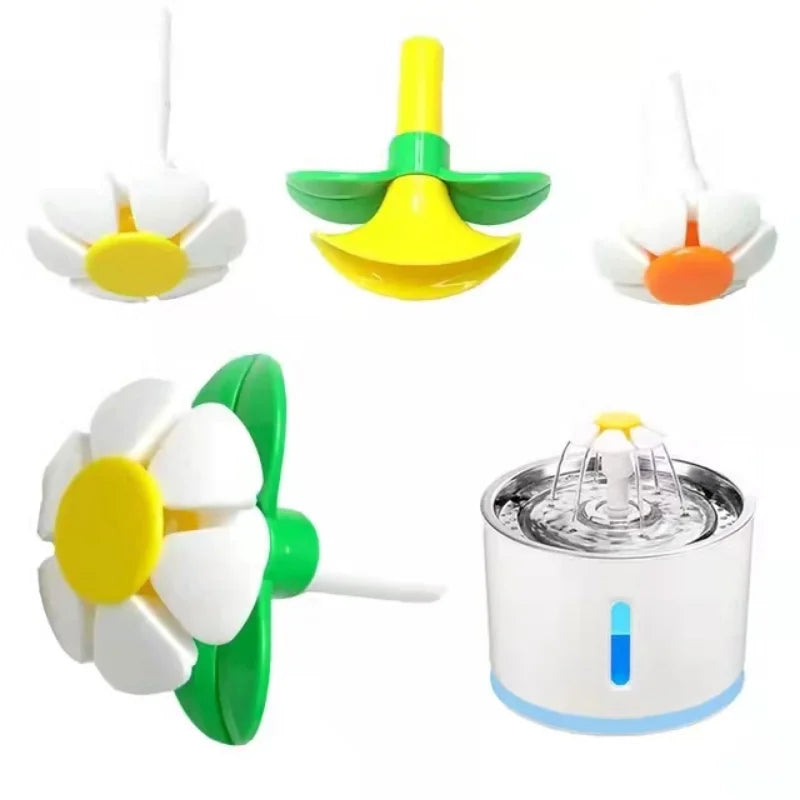 Handmade Plastic Flower Water Tap for Pet Drinking Fountain Replaces Bowl Dispenser Provides Fresh Water for Cats and Dogs