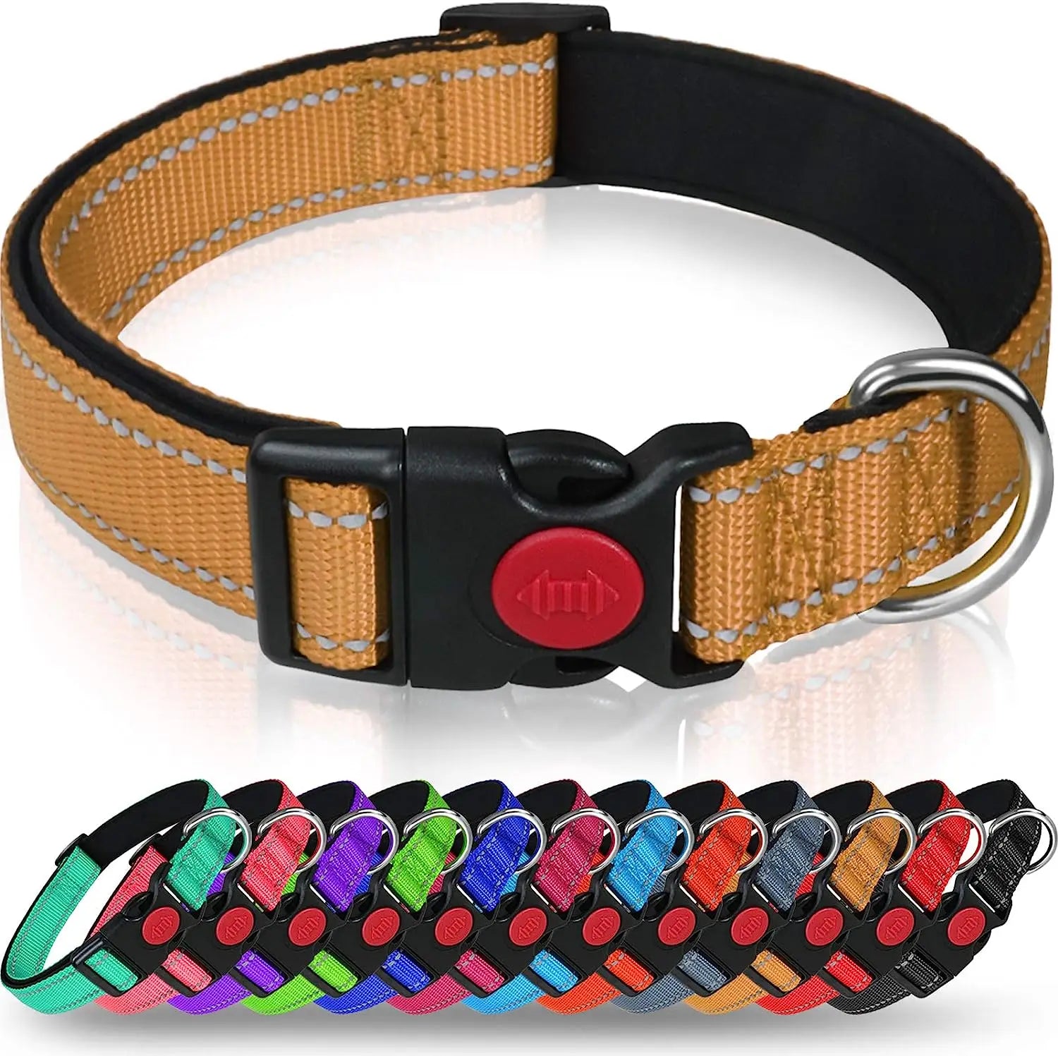 Reflective Personalized Dog Collar with Safety Locking Buckle Adjustable Nylon for Dogs-OEM Custom Logo