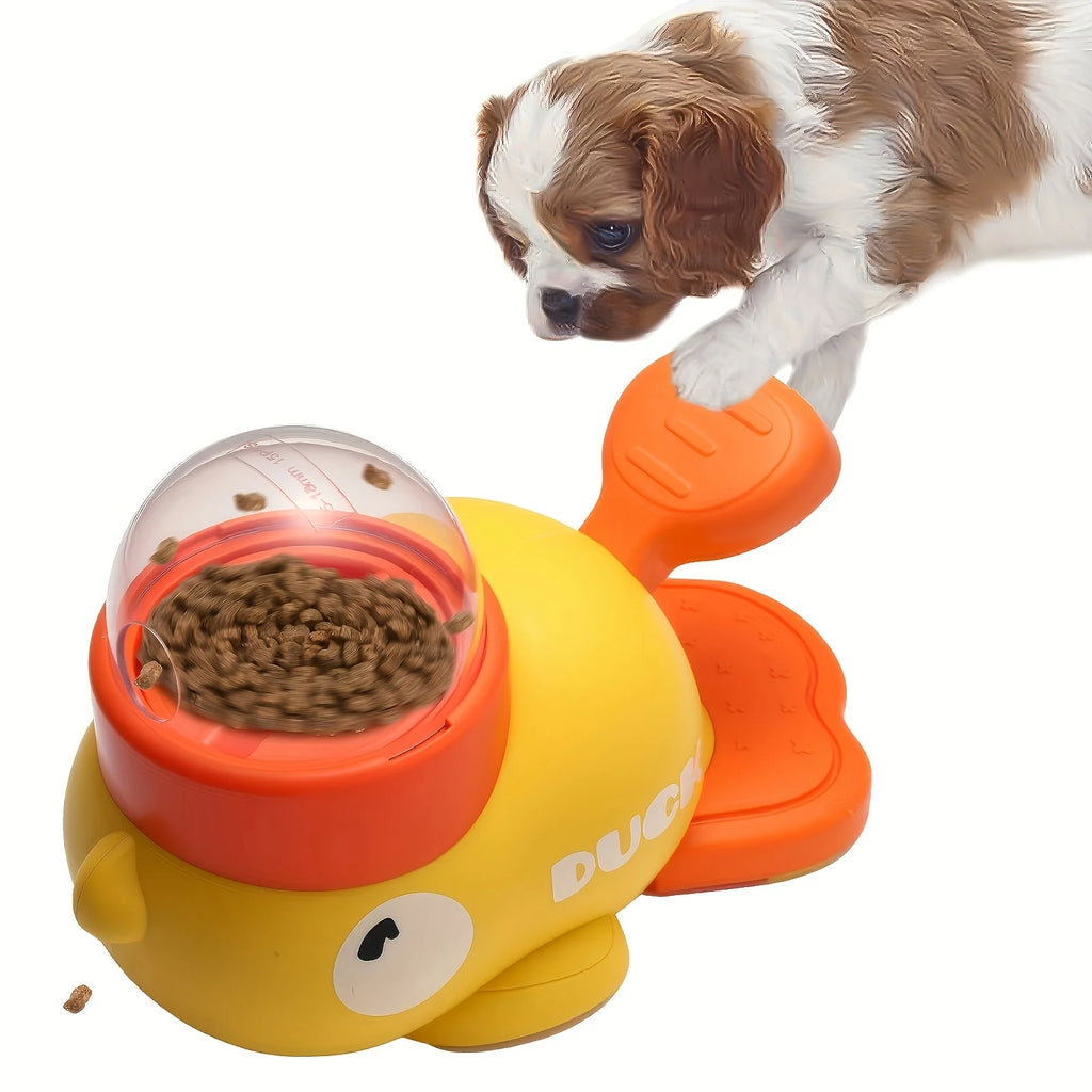 Interactive Toys Duck Shaped Cartoon Dog Food Dispenser Toy Manual Press Feeder for Small Medium Dogs Plastic Puzzle Toy for Dog