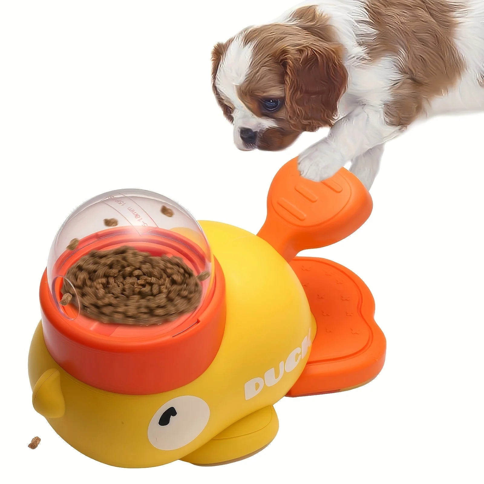 Interactive Toys Duck Shaped Cartoon Dog Food Dispenser Toy Manual Press Feeder for Small Medium Dogs Plastic Puzzle Toy for Dog