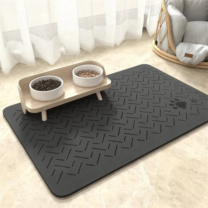 Non Slip Silicone Pet Food Mat Rapid Absorbent Dog Cat Square Bone Shaped Feeding Mat