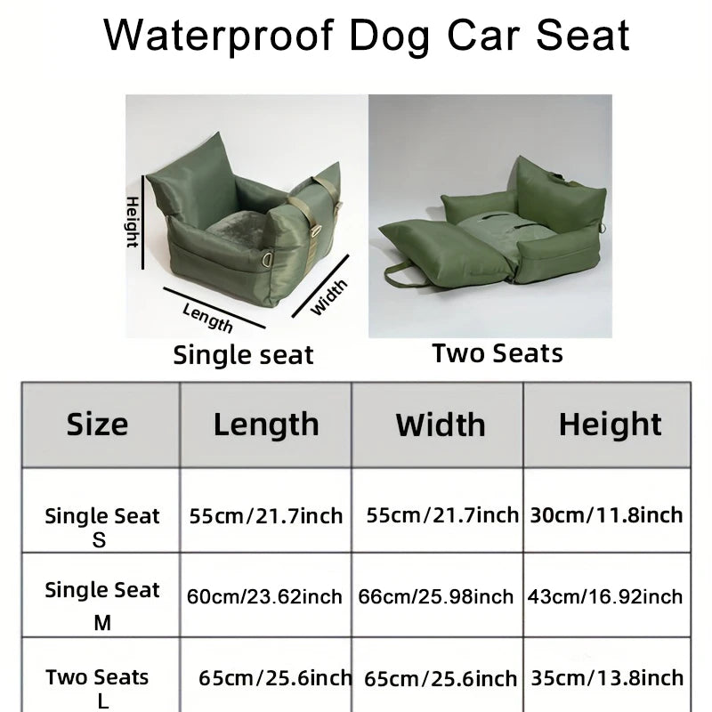 Luxury Waterproof Dog Car Seat Bed Comfortable Puppy Travel Pet Car Safety Buckle Customizable OEM Logo for All Season