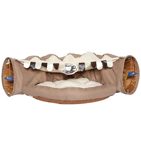 Cat Tunnel Collapsible Tubes Toys with Removable Mat Cat Bed Indoor Cat Tunnels Pet Accessories