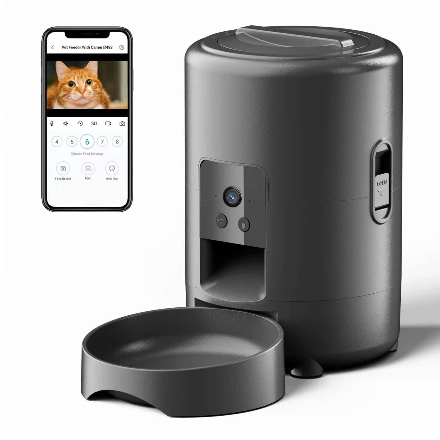 Custom 2L Automatic Cat Feeder with Camera 1080P HD Video with Night Vision 2.4G WiFi Smart Pet Feeder with Camera