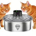 2025 New 3.5L Stainless Steel Cat Water Fountain 5000mah Battery Pet Water Dispenser Sensor Solid Pattern Charge for Cats Dogs
