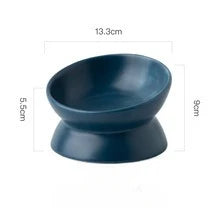 Elevated Cat Food Bowl 5 Oz Ceramic Raised and Tilted Water Bowl Anti Vomiting and Protect Pets' Spines Dishes for Small Dog Cat