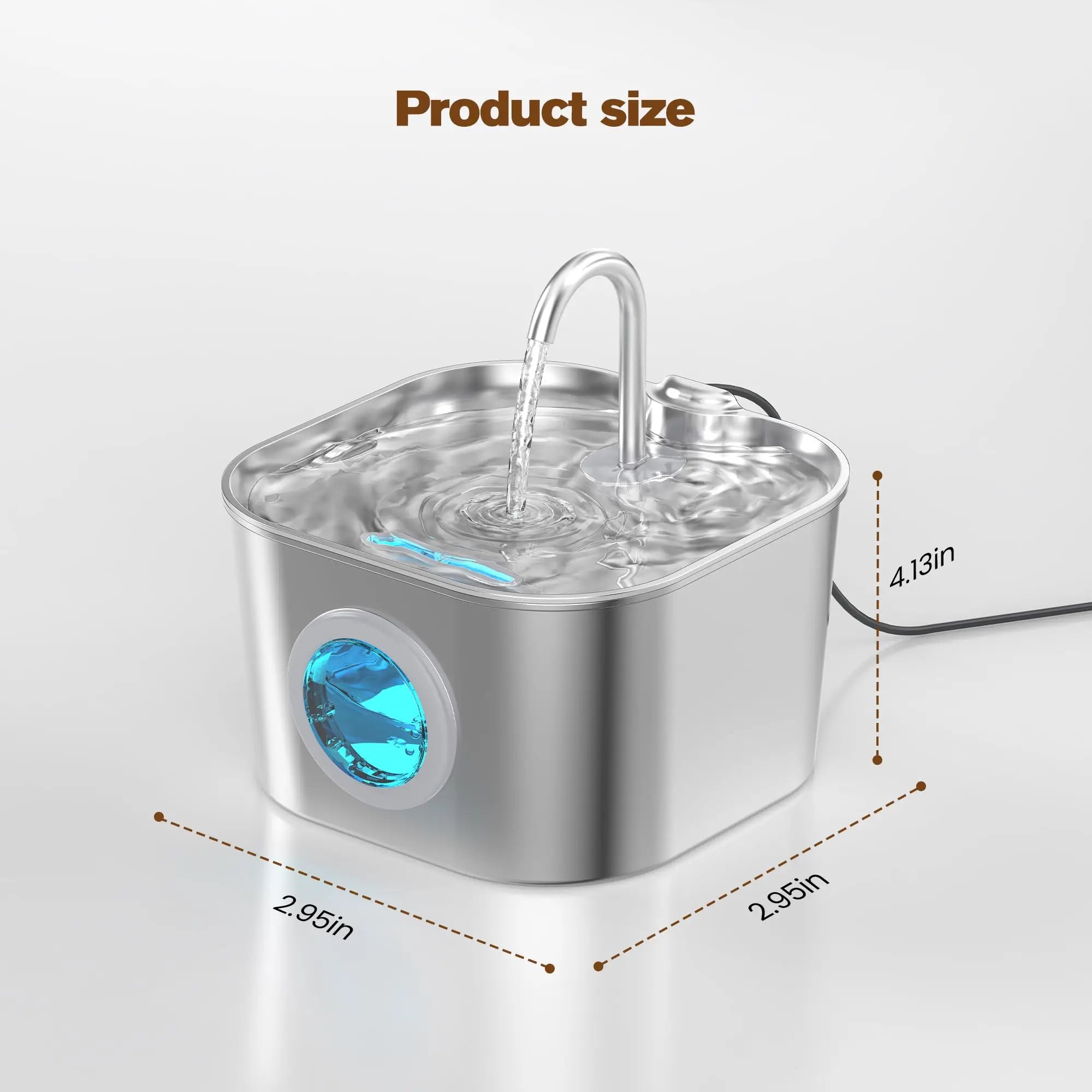 New OEM Stainless Steel 2.2L Automatic Pet Water Dispenser Cat Water Fountain with Water Level Window Cat Products