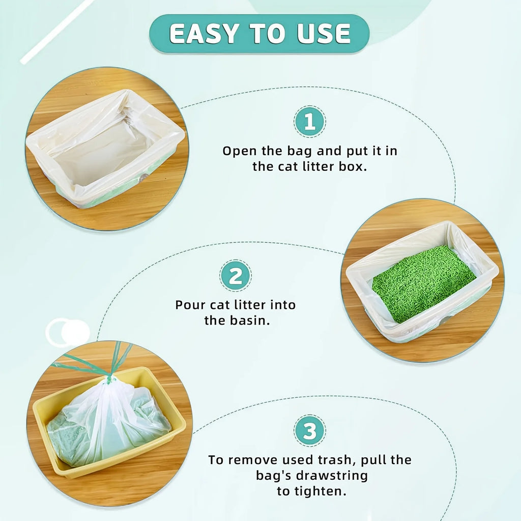 3 Rolls Waste Bags for Neakasa M1Self-Cleaning Cat Litter Box Replaced Waste Bags Automatic Litter Box Liner with Drawstring