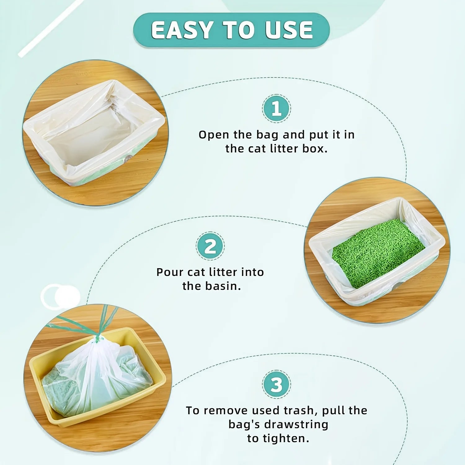 3 Rolls Waste Bags for Neakasa M1Self-Cleaning Cat Litter Box Replaced Waste Bags Automatic Litter Box Liner with Drawstring