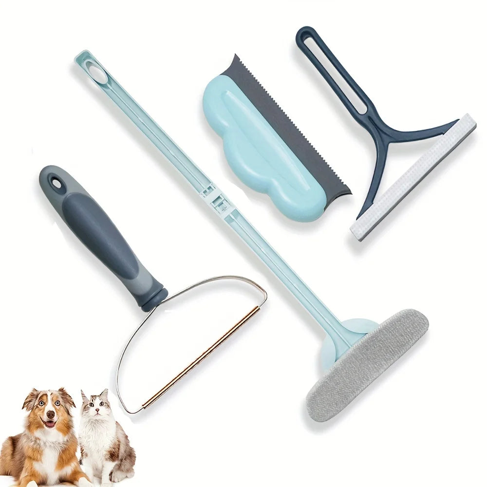 4pcs Pet Hair Remover Cat Brush Portable Efficient Lint Cleaner for Couch Carpet Car Mat Bedding Pet Bed & Furniture