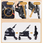 Pet Stroller Small Pull Cart Puppy Dog Walking Cart Lightweight Foldable Oxford Adjustable Zipper for Outdoor Use