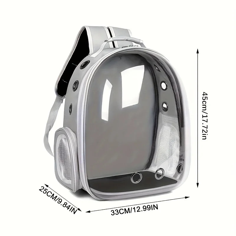 Large Capacity Cat Backpack Transparent Pet Carrier with Breathable Design Portable Double Shoulder Bag for Cats with Zip