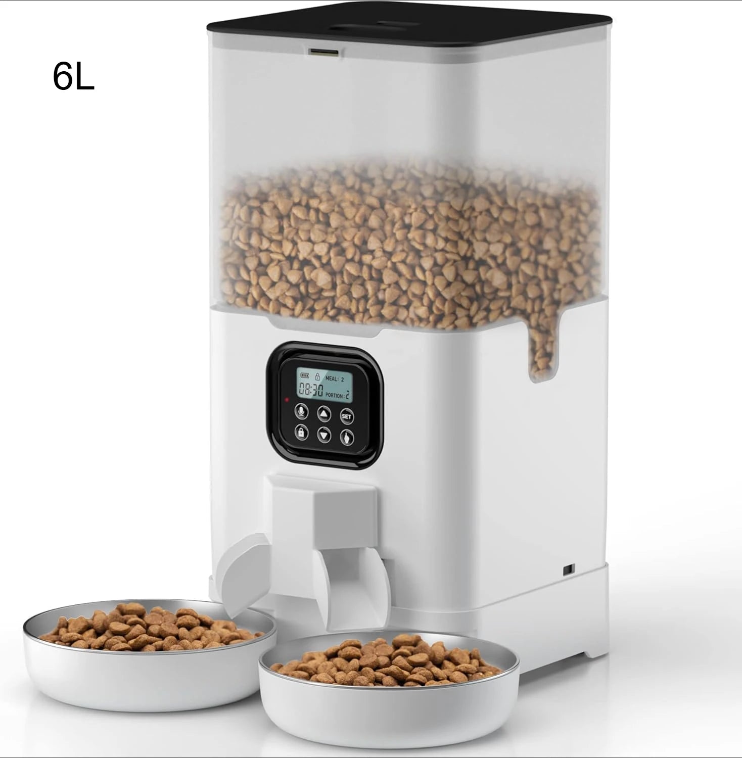 4L/6L OEM Dual Bowls Automatic Dog Feeder WIFI Control Pet Feeder with Stainless Steel Bowl Timed Memory Dog Dry Food Dispenser