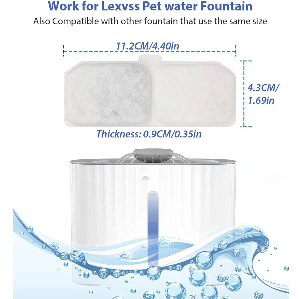 Cat Water Fountain Filters Replacement Filter with Coconut Activated Carbon for Pet Dog Cat Water Dispenser