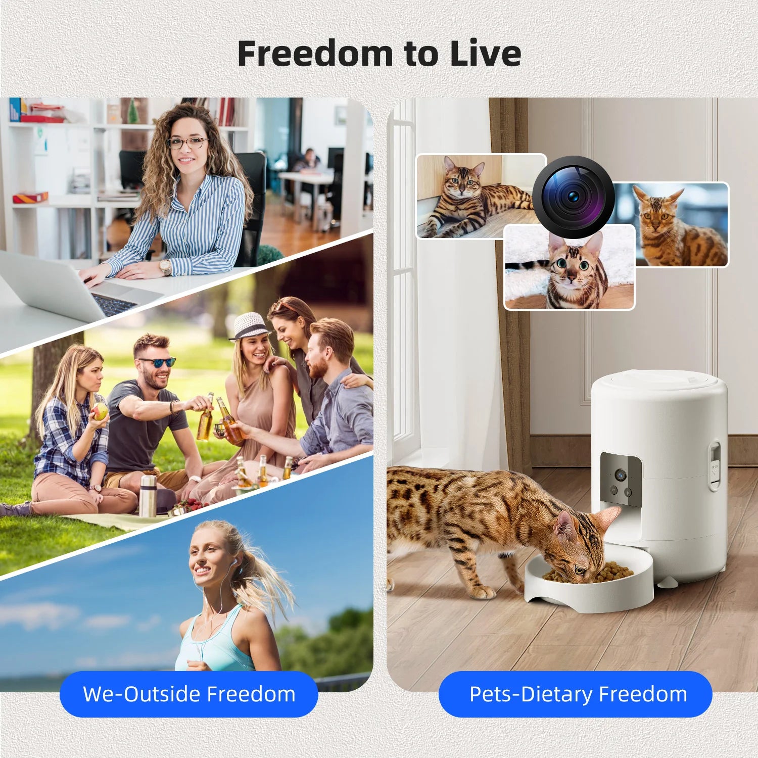 Custom 2L Automatic Cat Feeder with Camera 1080P HD Video with Night Vision 2.4G WiFi Smart Pet Feeder with Camera