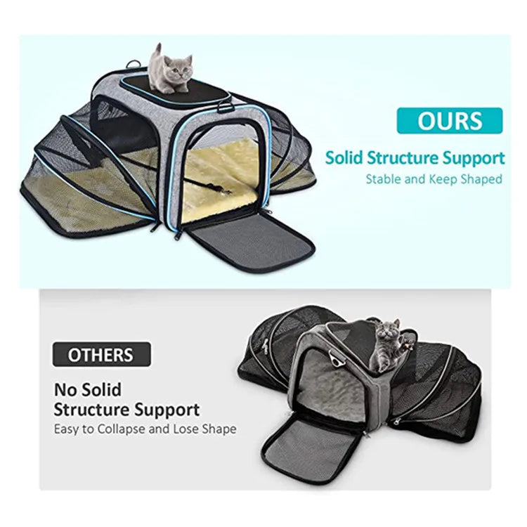 Airline Approved Pet Carrier Soft Sided Pet Travel Carrier Expandable Puppy Cat Handbag with Fleece Pad Pet Manufacture