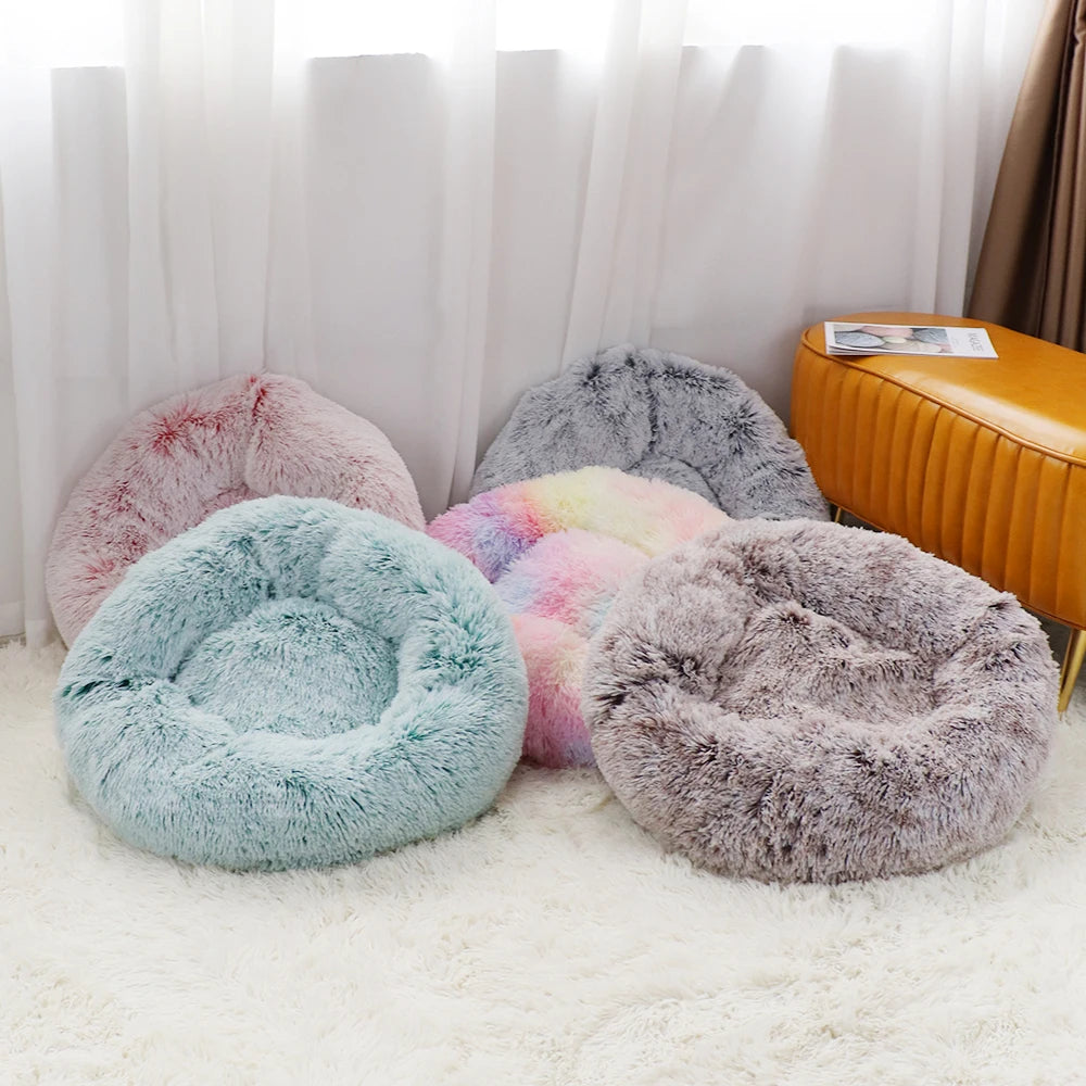 100CM Eco-Friendly Breathable Solid Plush Dog Bed with PP Cotton Material Round Design for Dogs