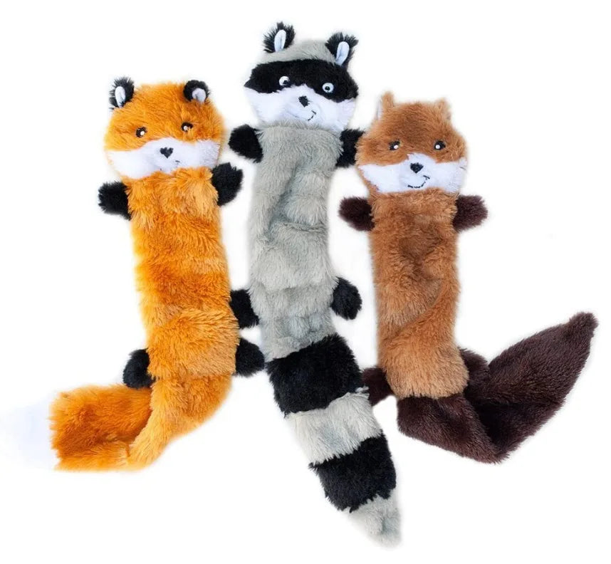 Durable Plush Dog Squeaky Toys Cute Cartoon Animals Chew Toys with Crinkle Sound for Small Puppies