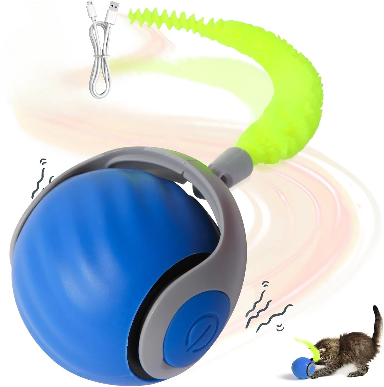 Interactive Cat Toy for Home Electric Automatic Cat Toy Ball Rechargeable Pet Toy with Irregular Movement Cat Hunting