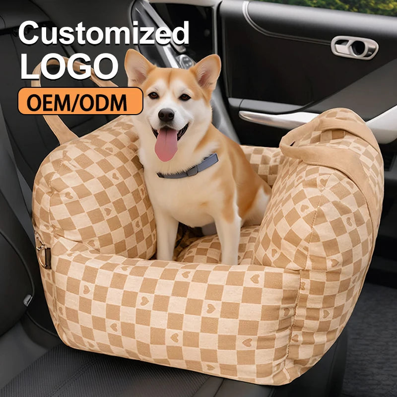 Custom Portable Dog Car Seat Nonslip Dog Carriers Safe Travel Kennel Bed for Small Dog Beds